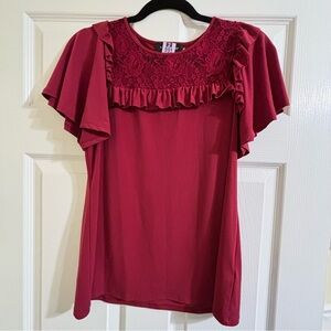 Ivanka Trump Red Lace Ruffle Top